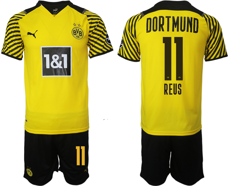 Men 2021-2022 Club Borussia Dortmund home #11 yellow Soccer Jersey